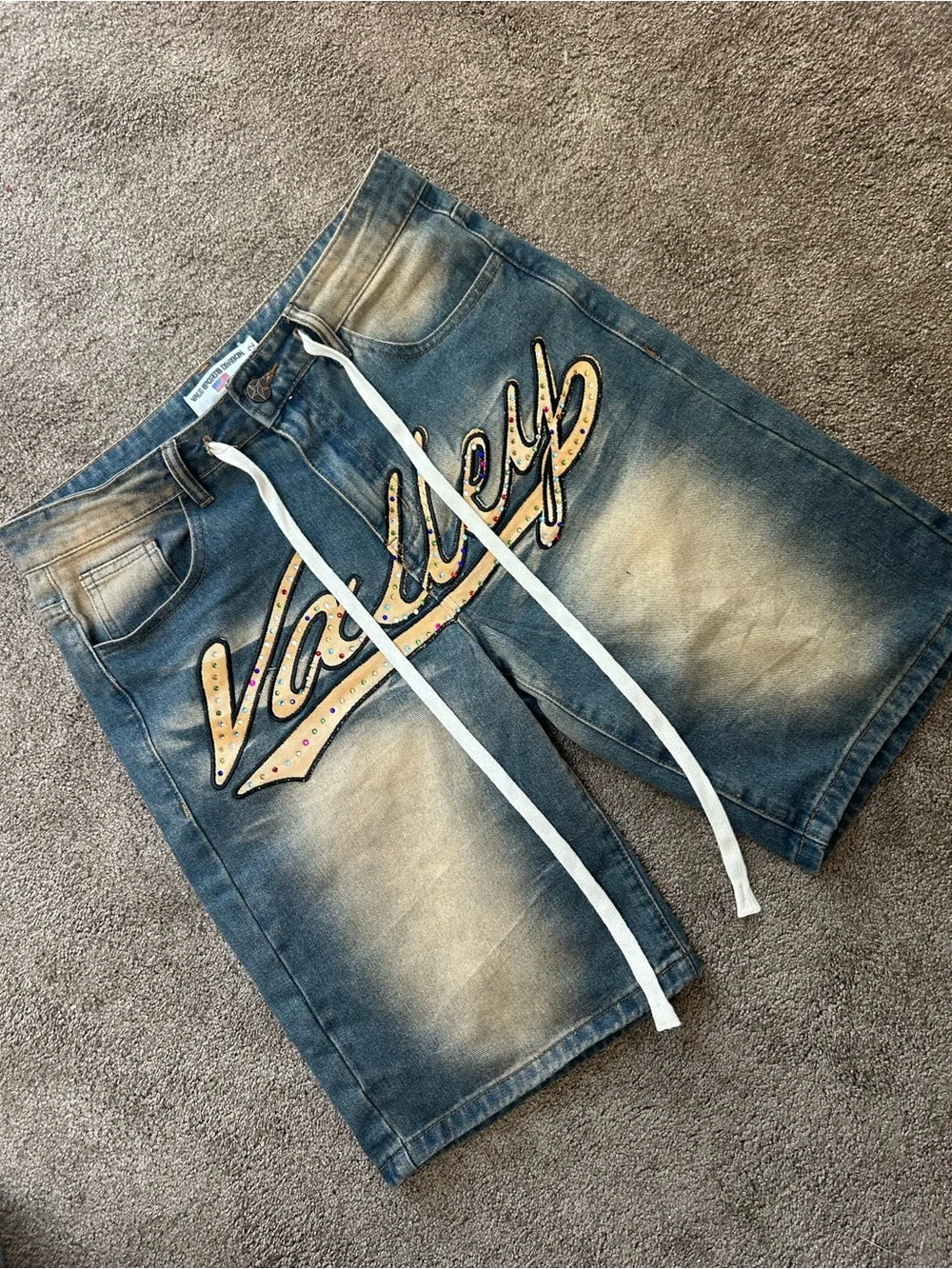 Valabasas Valley Script Washed Denim Jorts/Shorts